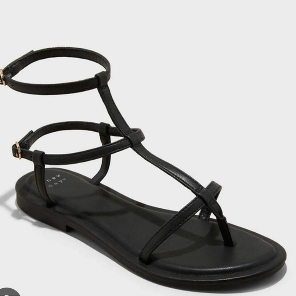 A New Day Women's Gillian Gladiator Sandals, Size 6.5 - Black
